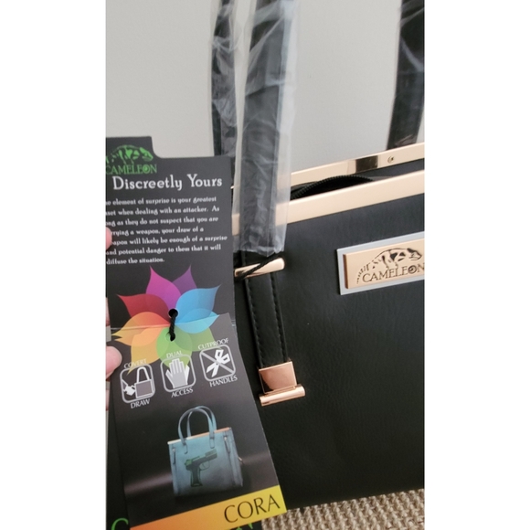 Cameleon CORA Discreetly Purse Black / Gold NEW Tote Bag Concealed Carry - Picture 4 of 9